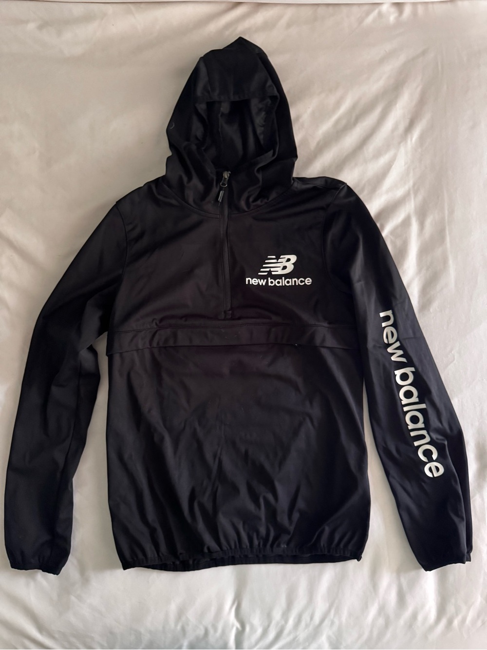 New Balance Black Half-Zip Hoodie with White Logos